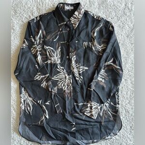 Brunello Cucinelli Black and Brown Floral Shirt
